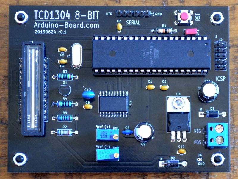 Arduino assembled 8-bit spectrograph.