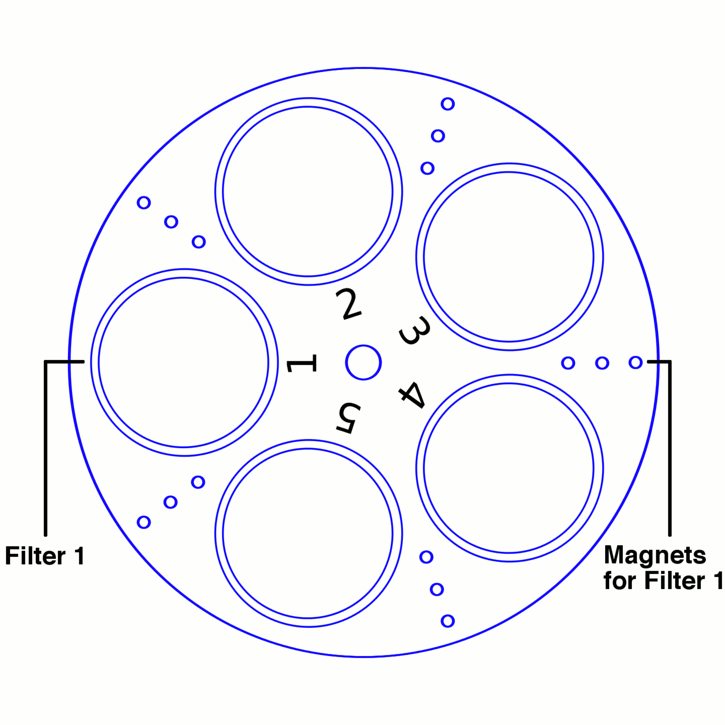 Arduino filter wheel filter and magnet relationship.