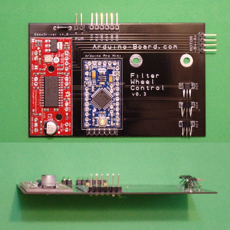 Arduino Pro Mini and EasyDriver controller board.