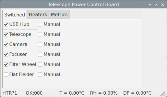 Telescope power distribution app screen 1