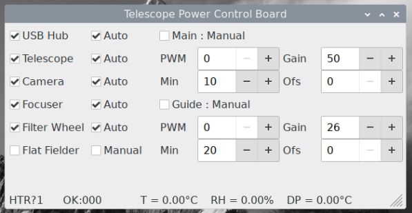 Telescope power box app on Raspberry Pi OS