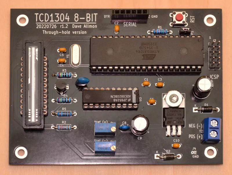 Arduino assembled 8-bit spectrograph.